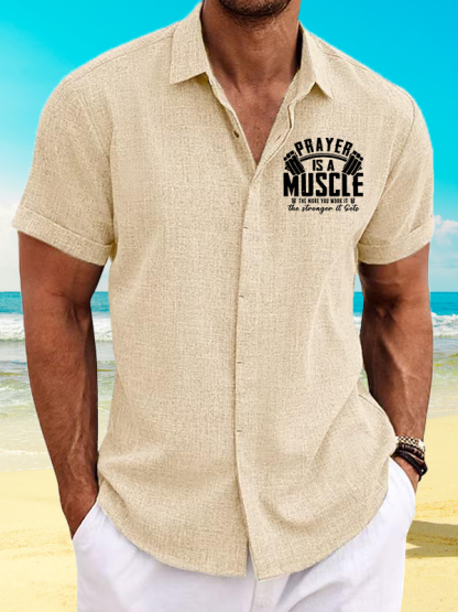 Prayer Is A Muscle Cross Jesus God Christian Short Sleeve Shirt