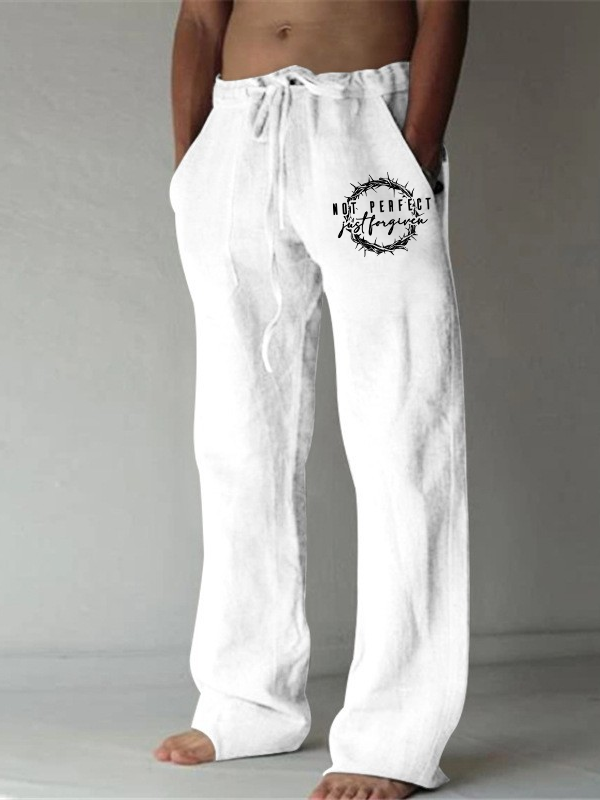 Men's Not Perfect Just Forgiven Religious Christian Beach Pants