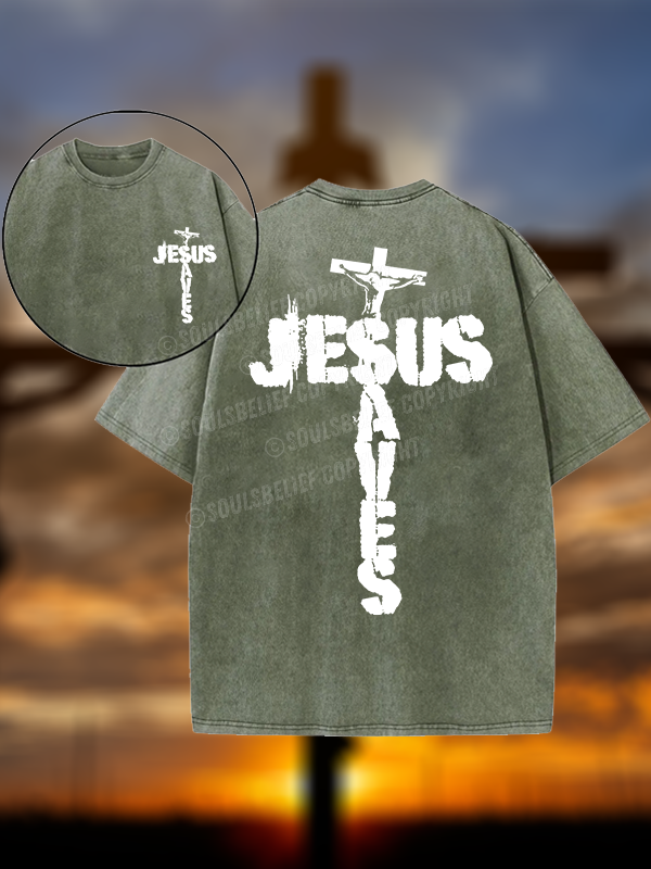 Jesus Saves Christian Washed T-Shirt
