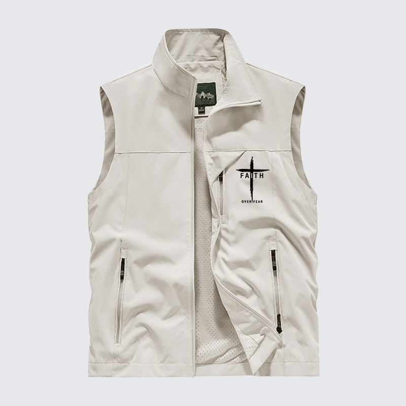 Faith Over Fear Cross Jesus God Christian Outdoor Quick-dry Vest