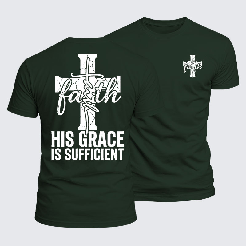 His Grace Is Sufficient Jesus God Christian  – Luxe Mercerized Interlock Cotton Tee