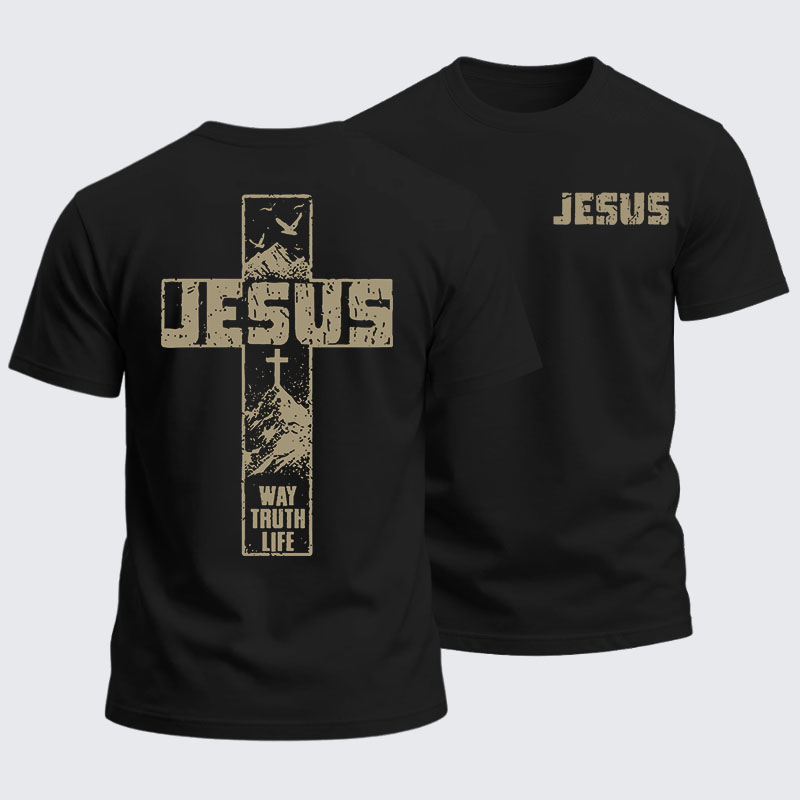 Man Of God Husband Dad Jesus God Christian Cotton T-Shirt