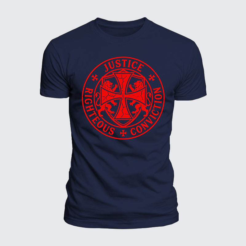 Luxe Mercerized Cotton Tee - Templar Virtues of the Knights Templar Shield