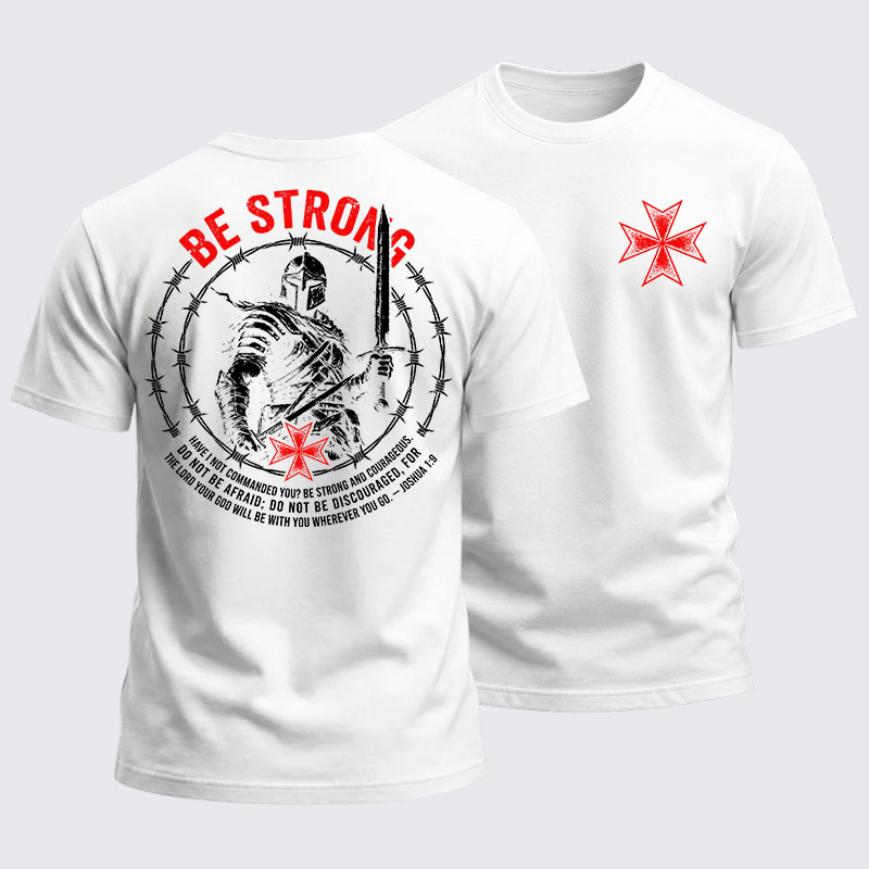 Heavyweight Cotton Tee - Be Strong And Courageous Joshua 1:9