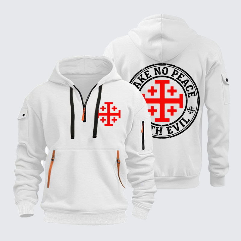 Zipper Hoodies - Make No Peace with Evil Knight Templar Jerusalem Cross