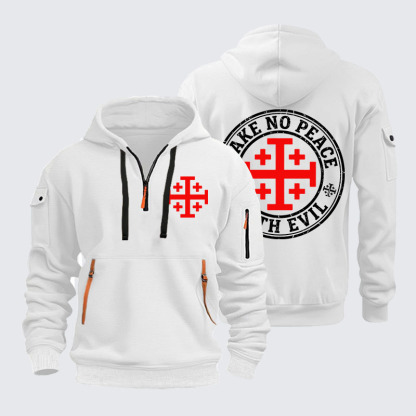 Zipper Hoodies - Make No Peace with Evil Knight Templar Jerusalem Cross