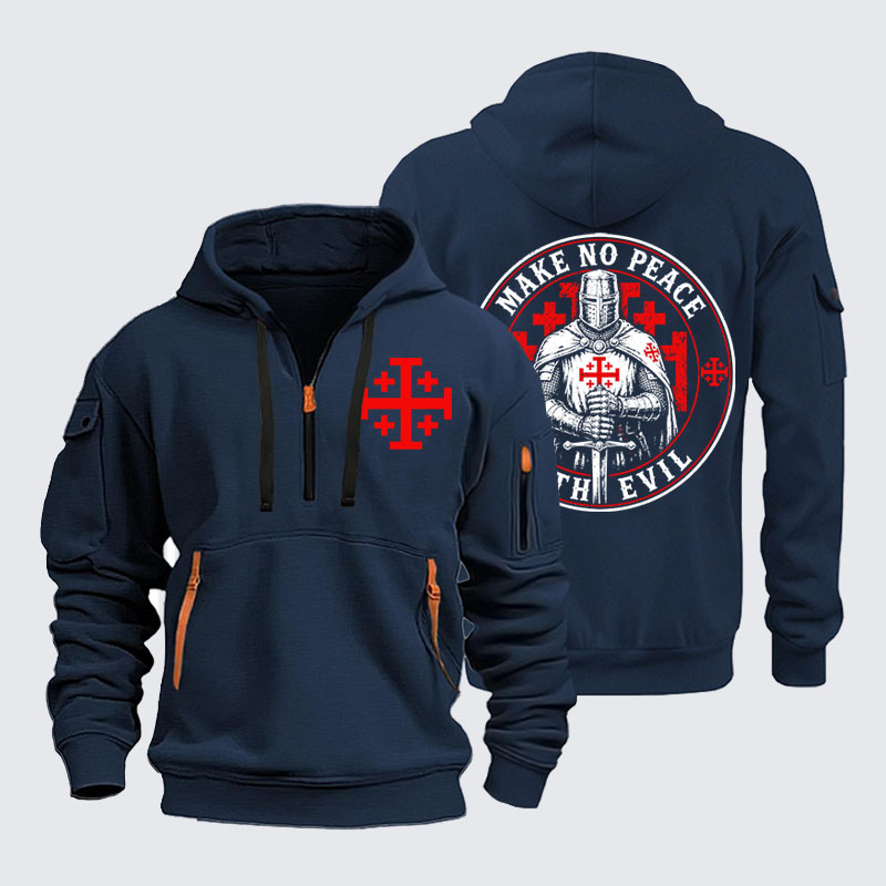 Zipper Hoodies - Make No Peace with Evil Knight Templar Jerusalem Cross