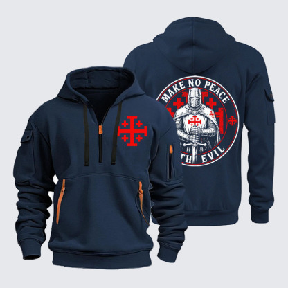 Zipper Hoodies - Make No Peace with Evil Knight Templar Jerusalem Cross