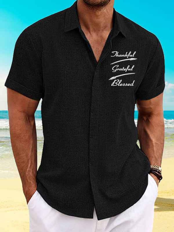 Thankful Grateful Blessed Jesus God Christian Short Sleeve Shirt