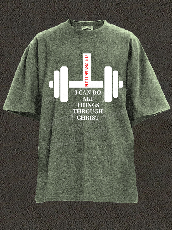 Fitness Philippians 4 : 13 Christian Washed T-Shirt