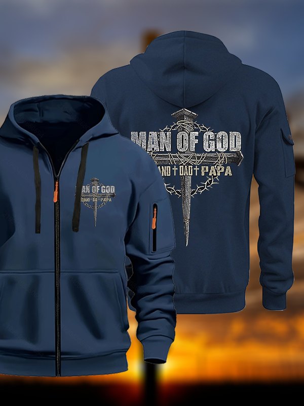 Man Of God Husband Dad PaPa Jesus God Christian Zipper Hoodies