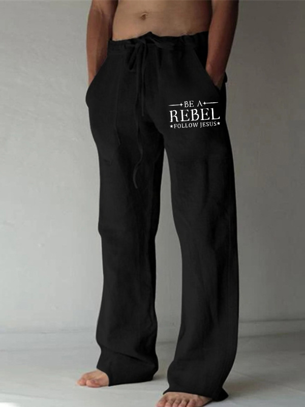 Men's Be A Rebel Follow Jesus Christian Beach Pants