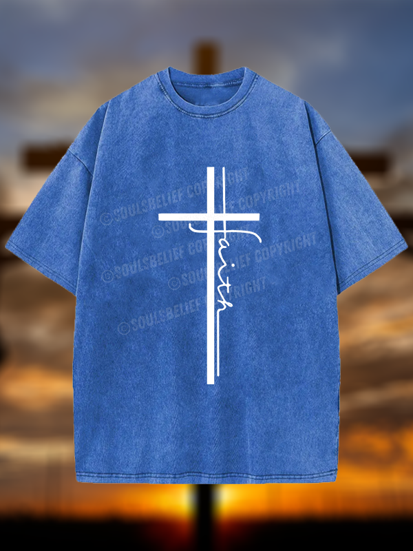 Faith Cross Christian Washed T-Shirt