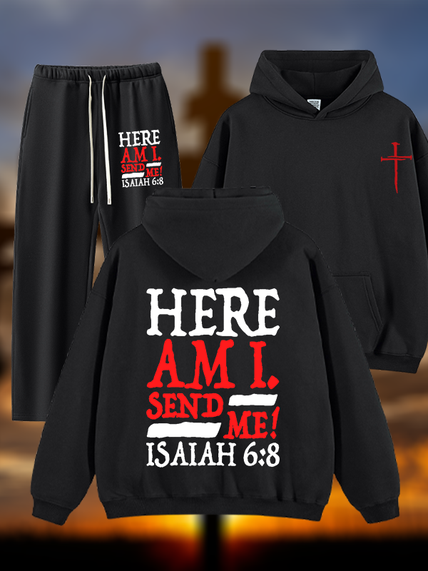Isaiah 6:8 Send Me! Jesus God Christian Plush Fleece-Lined Hoodie Set