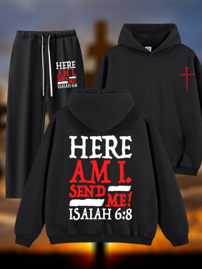 Isaiah 6:8 Send Me! Jesus God Christian Plush Fleece-Lined Hoodie Set