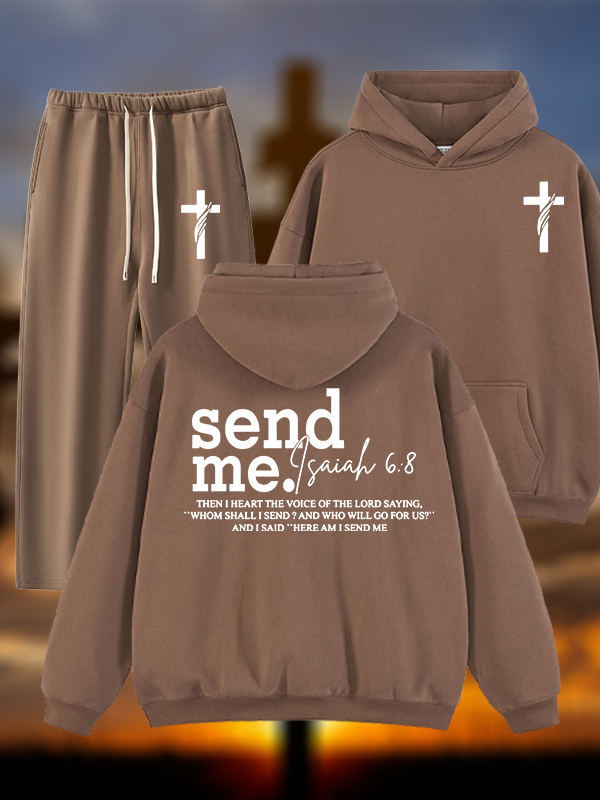Send Me Isaiah 6:8 Jesus God Christian Plush Fleece-Lined Hoodie Set