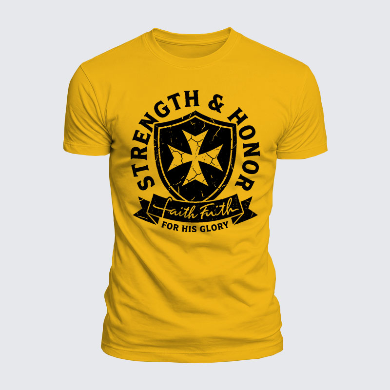 Strength&Honor For His Glory Jesus God Christian  – Luxe Mercerized Interlock Cotton Tee