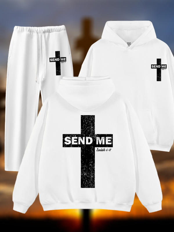 Send Me Isaiah 6:8 Jesus God Christian Plush Fleece-Lined Hoodie Set