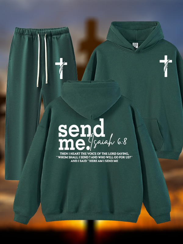 Send Me Isaiah 6:8 Jesus God Christian Plush Fleece-Lined Hoodie Set