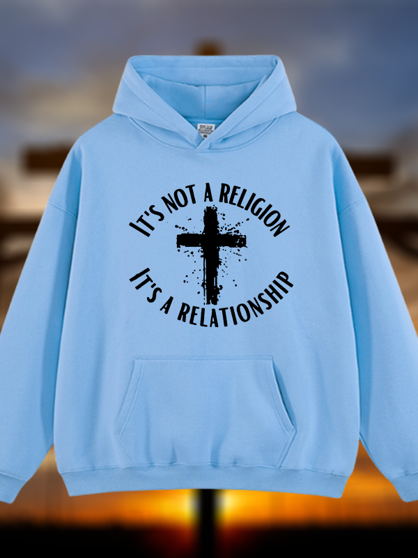 It's Not A Religion It's A Relationship Jesus God Christian Plush Fleece-Lined Hoodie