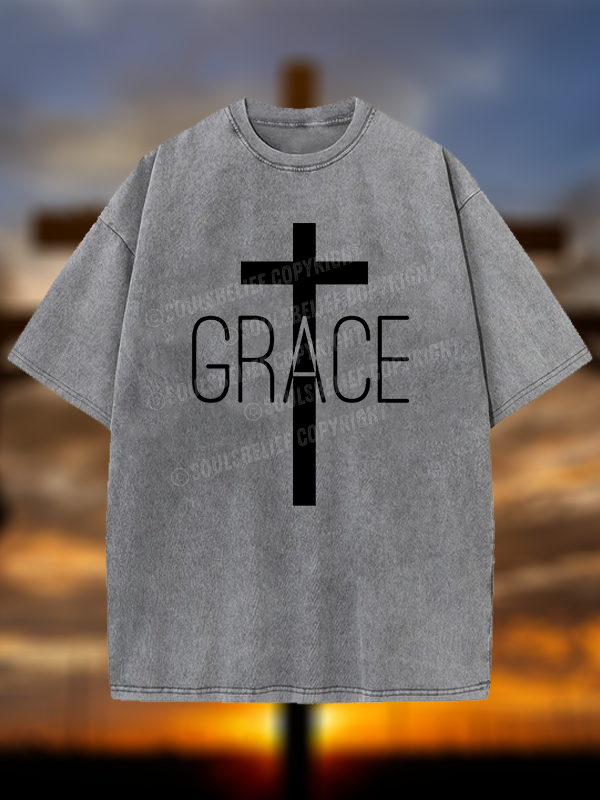 Grace Cross Christian Washed T-Shirt