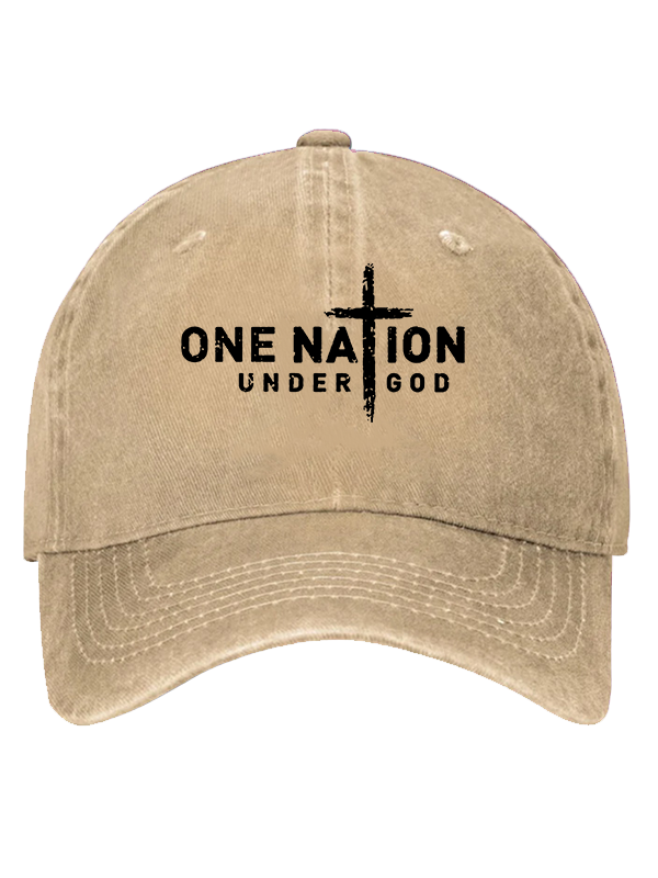 One Nation Under God Cross  Christian Hat