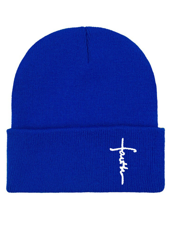 Embroidery Faith Cross Warm Beanie Cold hat