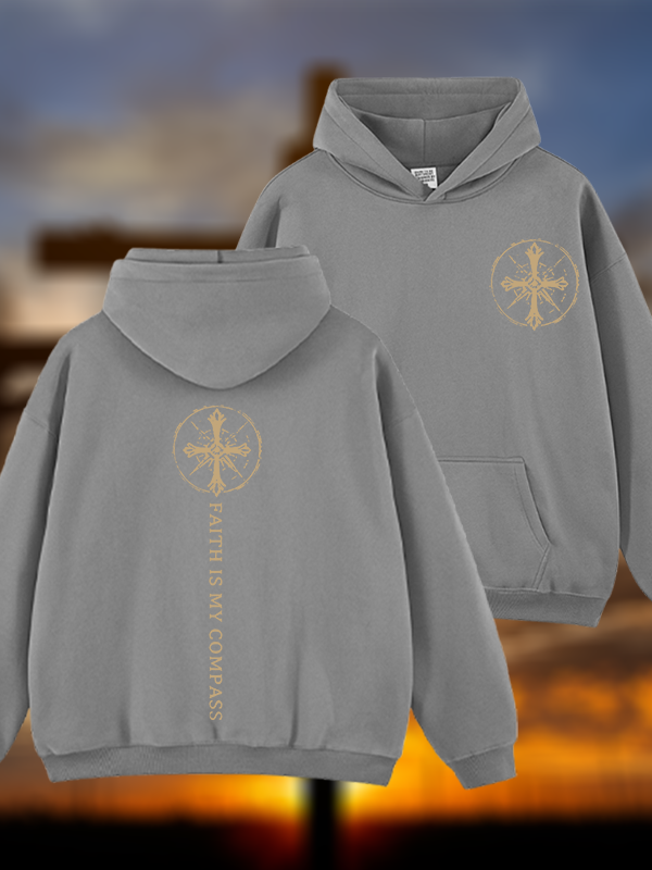 Faith Is My Compass Jesus God Christian Plush Fleece-Lined Hoodie