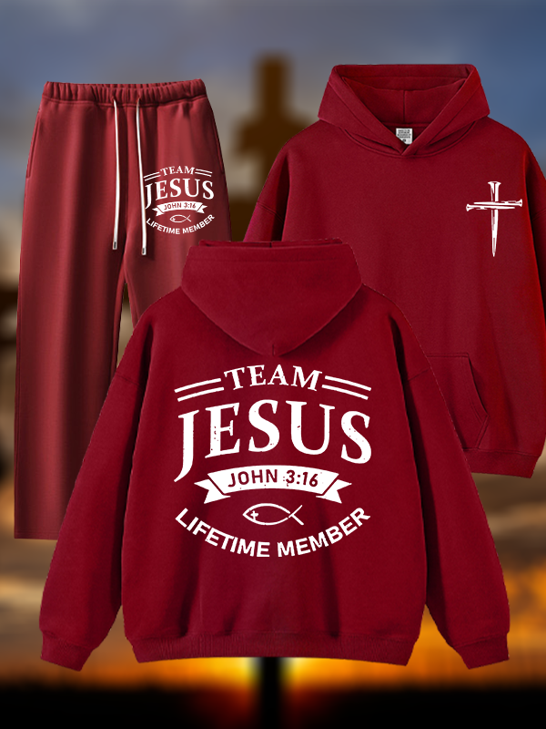 Jesus Team Jesus God Christian Plush Fleece-Lined Hoodie Set