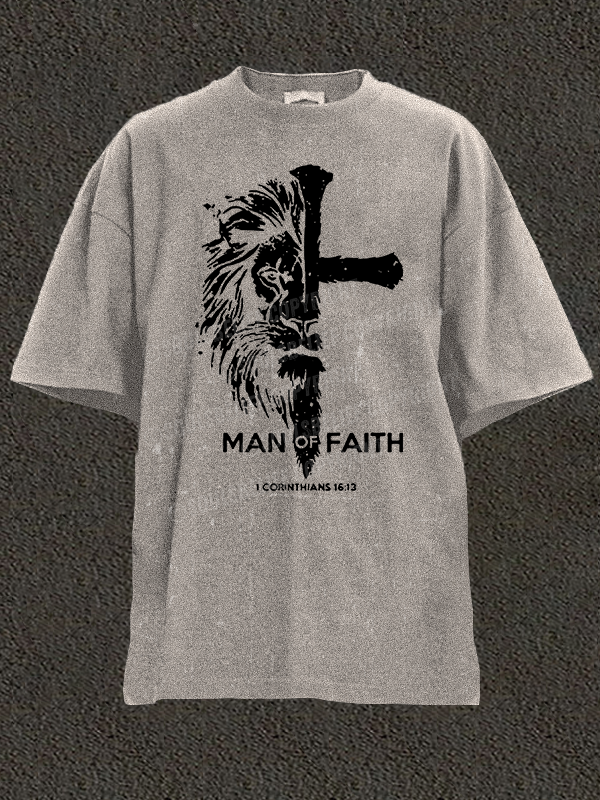 Man of Faith Christian Washed T-Shirt