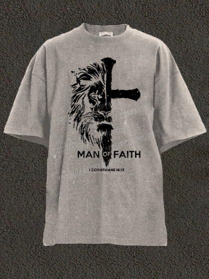 Man of Faith Christian Washed T-Shirt