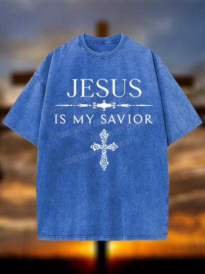 Jesus Is My Savior Christian Washed T-Shirt