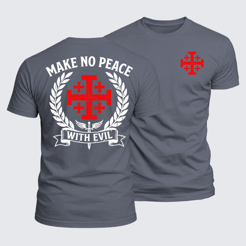 Luxe Mercerized Cotton Tee -  Make No Peace with Evil Knight Templar Jerusalem Cross