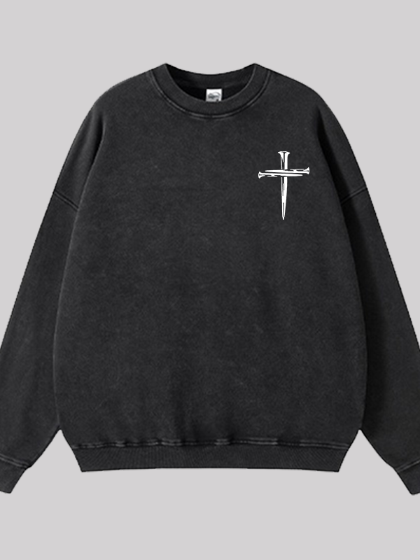 Cross Jesus God Christian Washed Sweatshirt