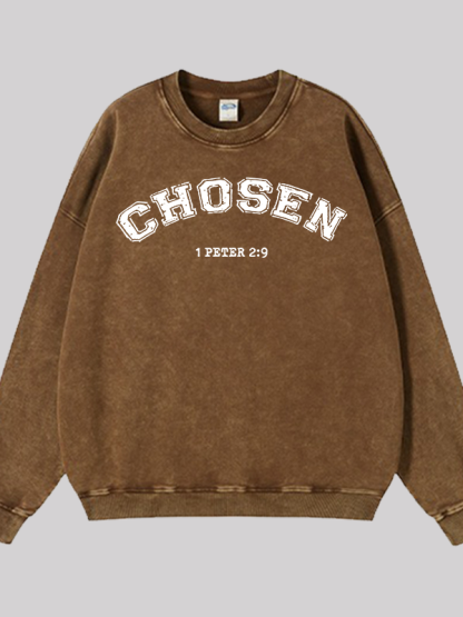 Chosen Jesus God Christian Washed Sweatshirt