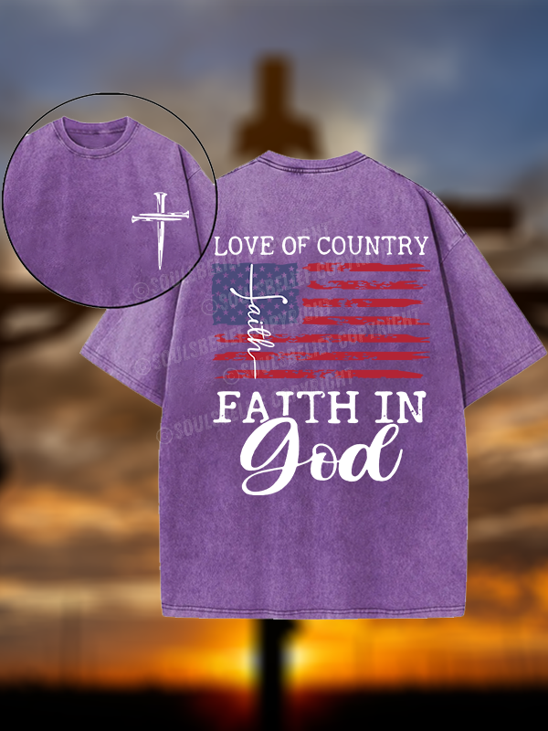 Faith In God Christian Washed T-Shirt