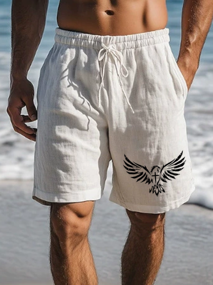 Men's Wings Like Eagles Cross Christian Beach Shorts