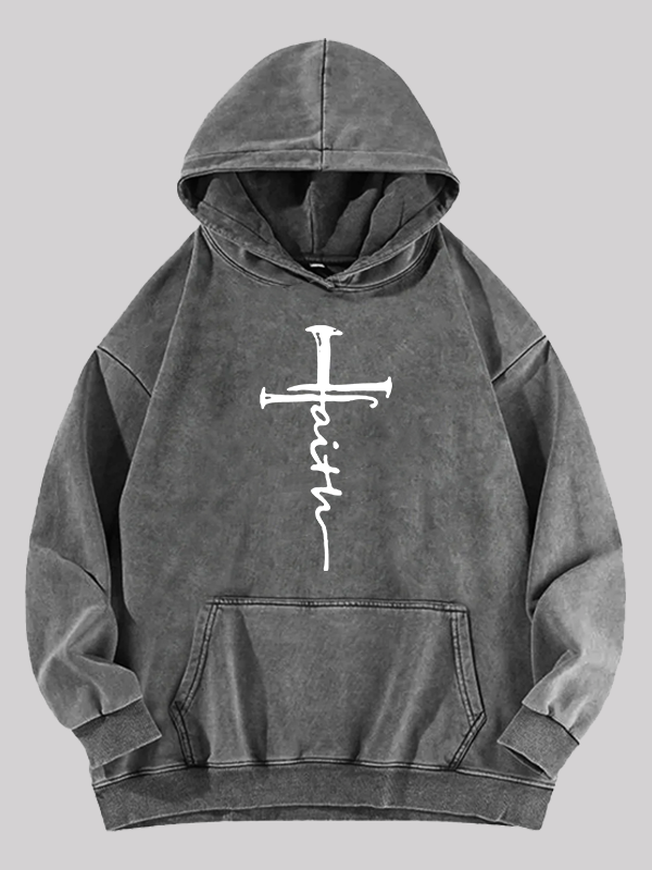 Cross  Jesus God Christian Washed Hoodie