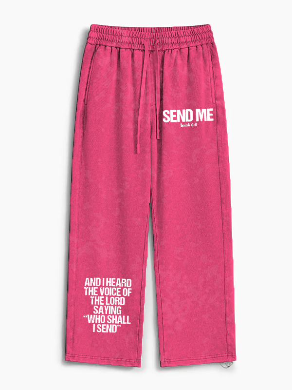 Send Me Isaiah 6:8 Jesus God Christian Washed Sweatpants