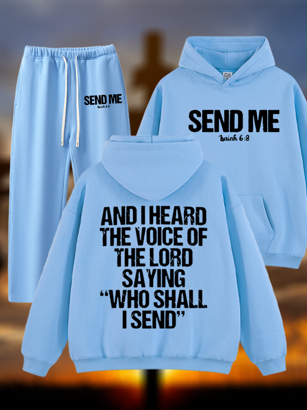 Send Me Isaiah 6:8 Jesus God Christian Plush Fleece-Lined Hoodie Set