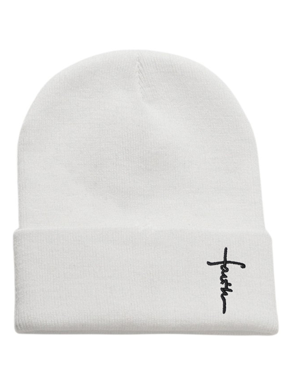 Embroidery Faith Cross Warm Beanie Cold hat