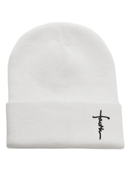 Embroidery Faith Cross Warm Beanie Cold hat