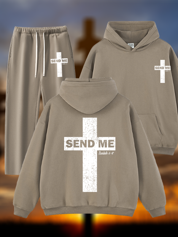 Send Me Isaiah 6:8 Jesus God Christian Plush Fleece-Lined Hoodie Set