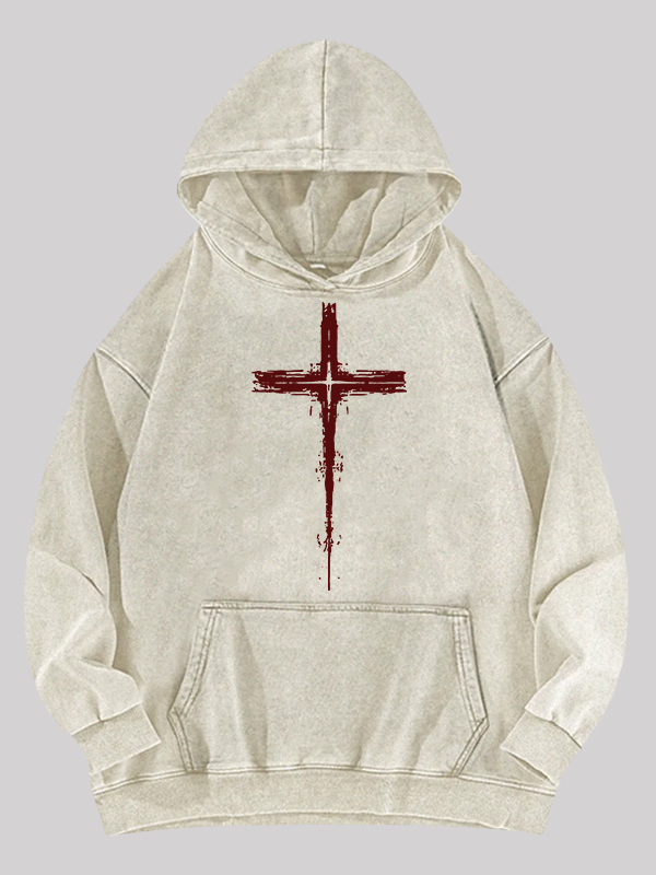 Light of Cross Jesus God Christian Washed Hoodie