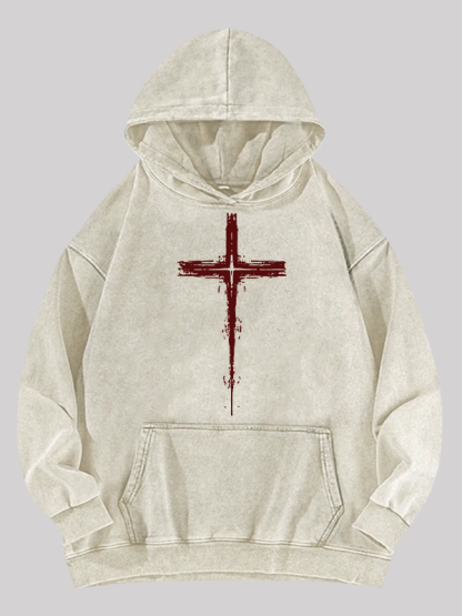Light of Cross Jesus God Christian Washed Hoodie