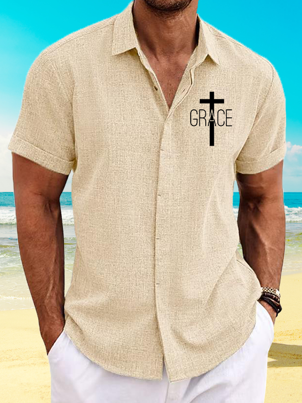 Grace Cross Jesus God Christian Short Sleeve Shirt