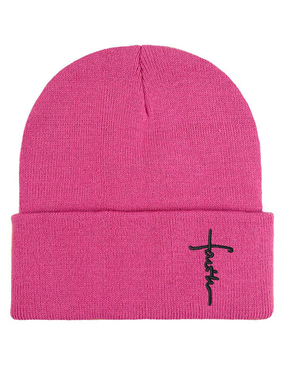 Embroidery Faith Cross Warm Beanie Cold hat
