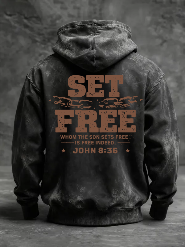 Set Free Jesus God Christian Washed Hoodie