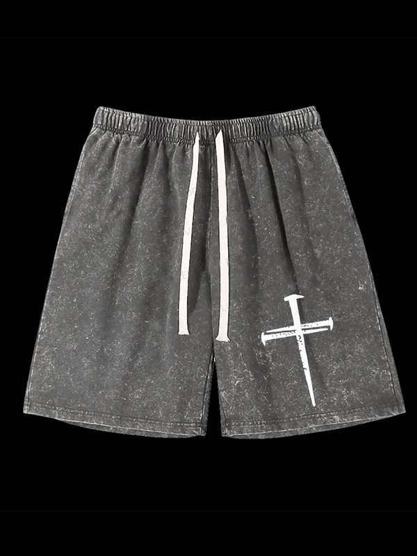 Iron Faith Jesus God Christian Washed Shorts