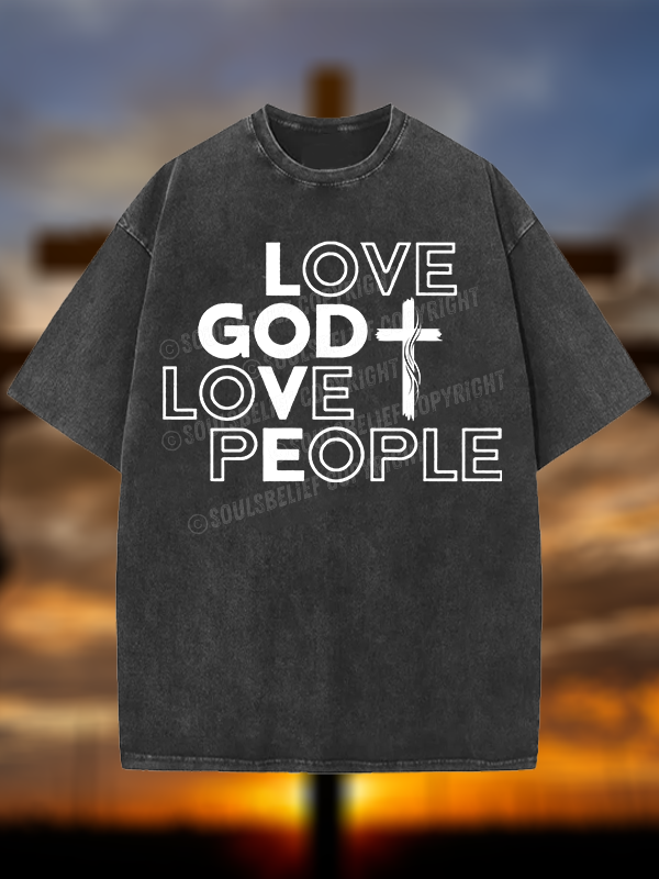 Love God Love People Christian Washed T-Shirt